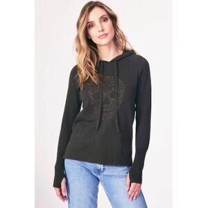 J Society Stud Accent Skull Hooded Sweater Pullover Cotton Long Sleeve Size XS